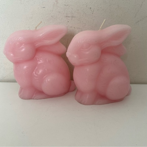 PIER 1 Pink Easter Bunny Rabbit Wax Candles Set of 2 - Picture 2 of 8